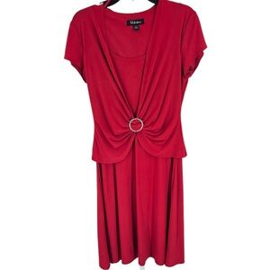 Red dress with crystal waist embellishment